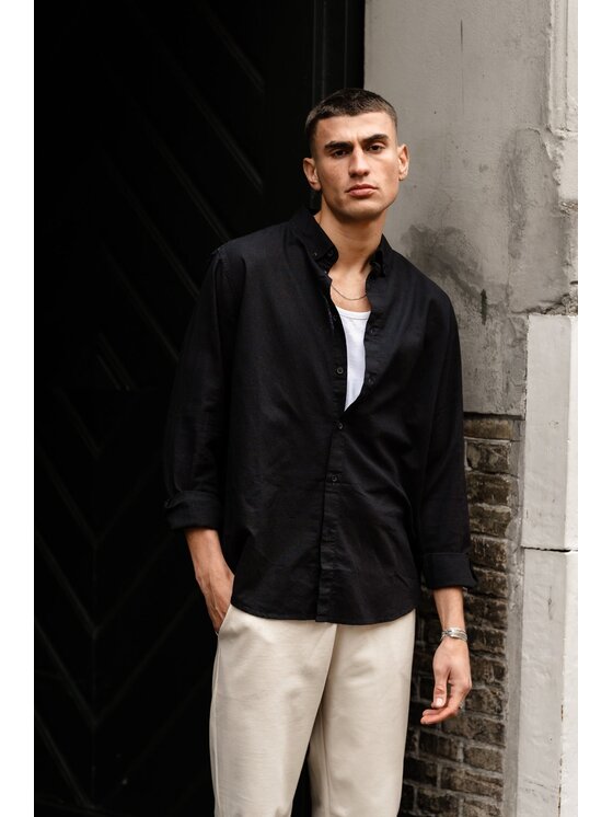 TeeShoppen TeeShoppen Koszula 'Basic Collection' Czarny Regular Fit