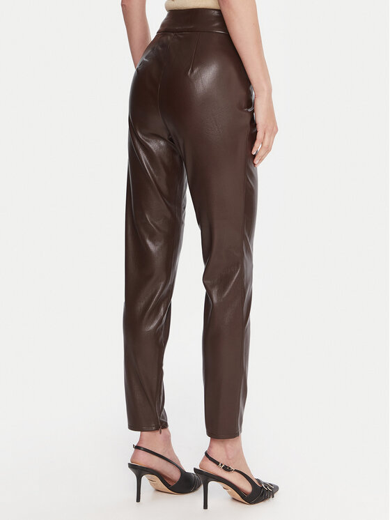 Guess Guess Spodnie z imitacji skóry W4BB18 WGIK0 Brązowy Slim Fit