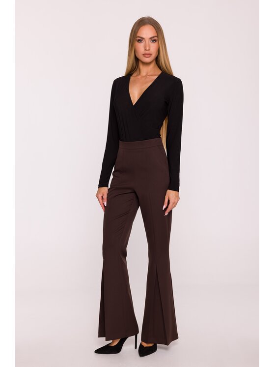 Made of Emotion Made of Emotion Spodnie materiałowe M874 Brązowy Wide Leg