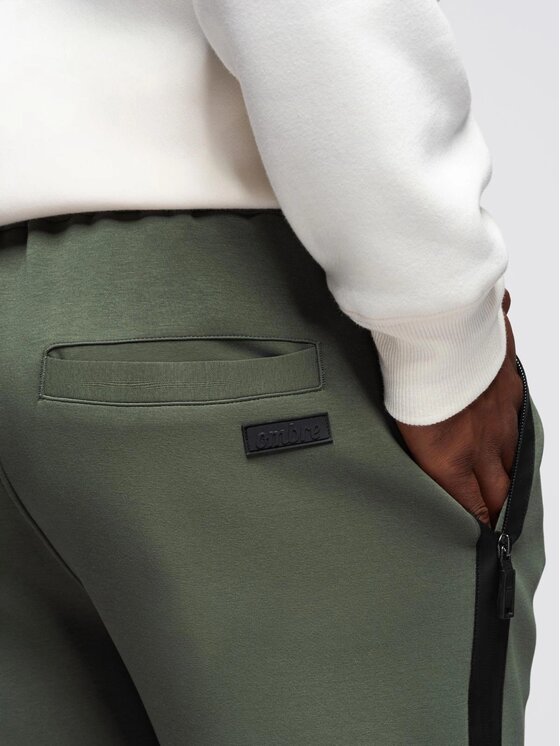 Ombre Ombre Spodnie dresowe OM-PASK-0281 Zielony Regular Fit