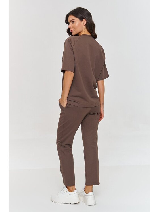 Makadamia Makadamia Dres m865 Brązowy Relaxed Fit