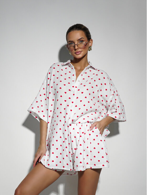 LilaLou LilaLou Sada halenka a kalhoty Mila Short Bílá Regular Fit