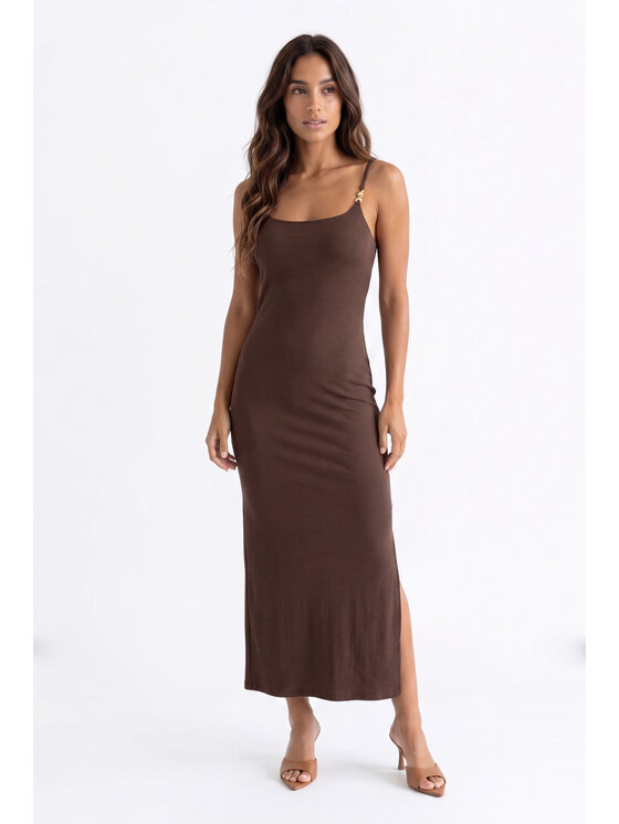 FIGL FIGL Sukienka letnia M1199 Brązowy Fitted Fit