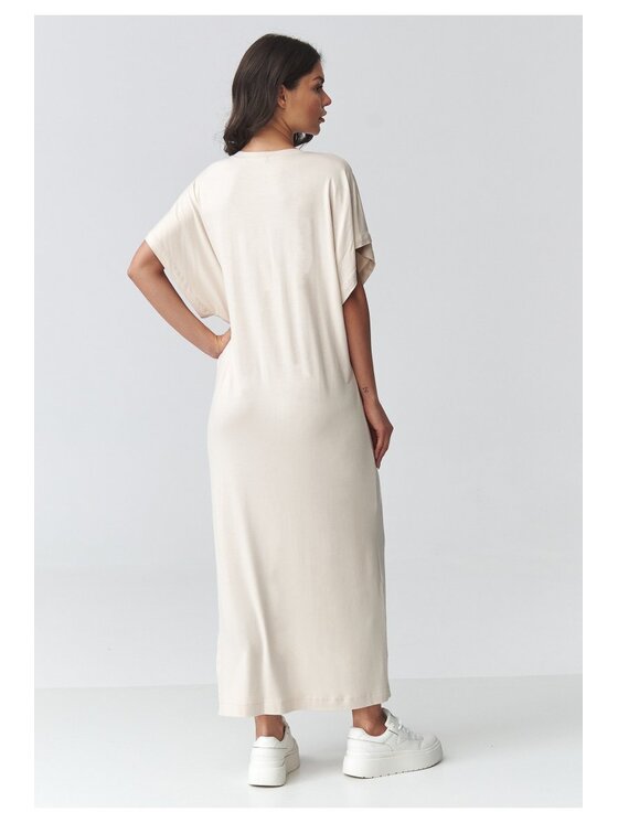 Makadamia Makadamia Sukienka codzienna M927 Beżowy Loose Fit