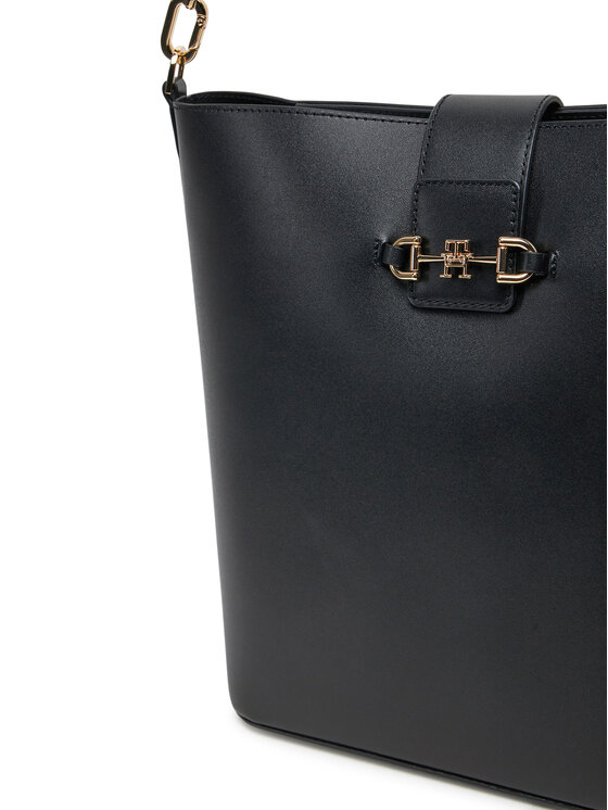 Tommy Hilfiger Tommy Hilfiger Kabelka Heritage Leather Bucket AW0AW17396 Černá