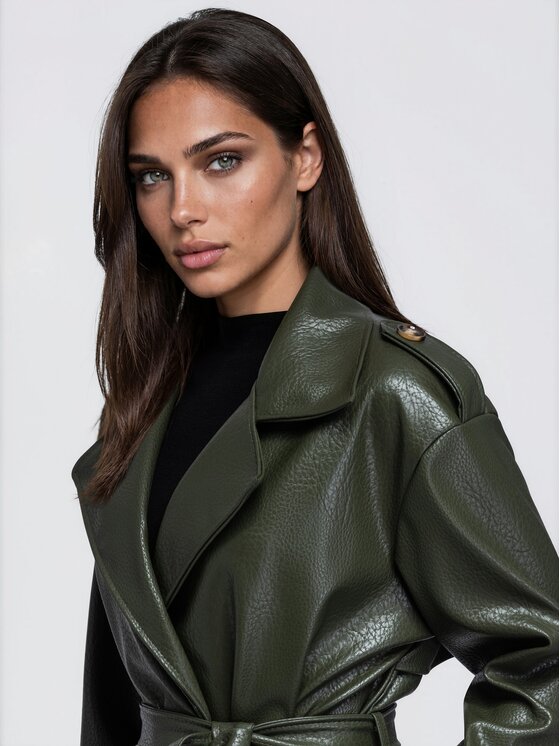 Ombre Ombre Płaszcz przejściowy OW-CT-E0042 Khaki Relaxed Fit