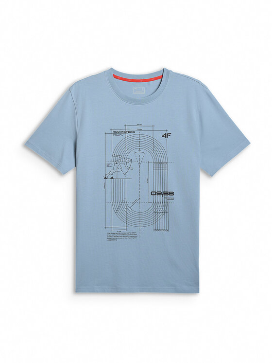 4F 4F T-Shirt MONOCHROME MOVEMENT Niebieski jasny Regular Fit