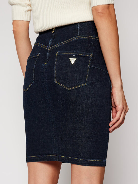 Guess Guess Džinsinis sijonas Ultra Midi W1RD60 D4AK2 Tamsiai mėlyna Slim Fit