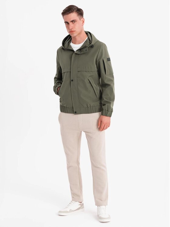 Ombre Ombre Kurtka przejściowa OM-JANP-0225 Zielony Regular Fit
