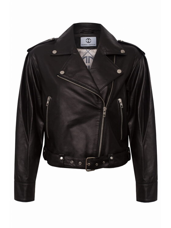 Magda Matyja Magda Matyja Kurtka damska MILEY LEATHER JACKET Czarny Oversize