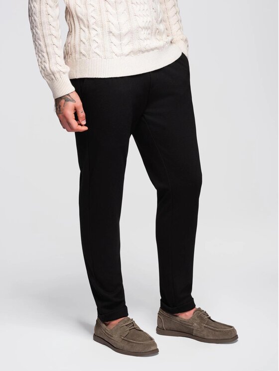 Ombre Ombre Spodnie materiałowe OM-PACP-0283 Czarny Regular Fit