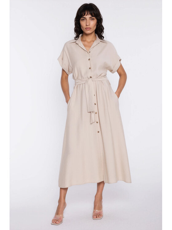 NIFE NIFE Každodenní šaty S294 Béžová Modern Relaxed Fit