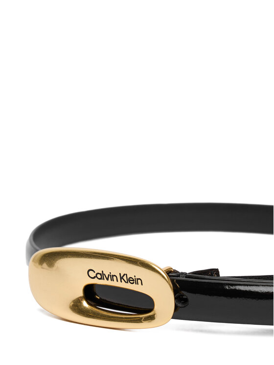 Calvin Klein Calvin Klein Pasek Damski Oval Buckle Shiny Strap 15Mm LV04F7064G Czarny