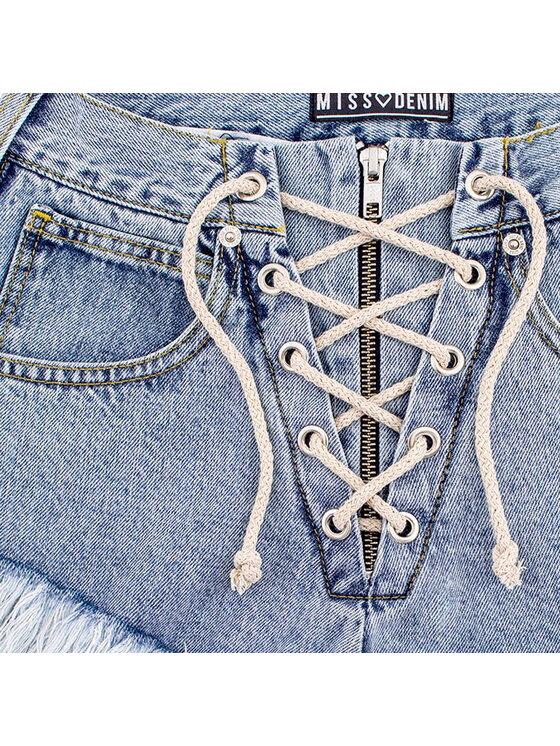 MissDenim MissDenim Szorty jeansowe High Waist Laced Niebieski Regular Fit