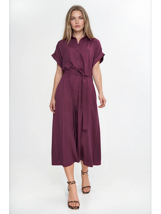 NIFE NIFE Košilové šaty S301 Fialová Loose Fit