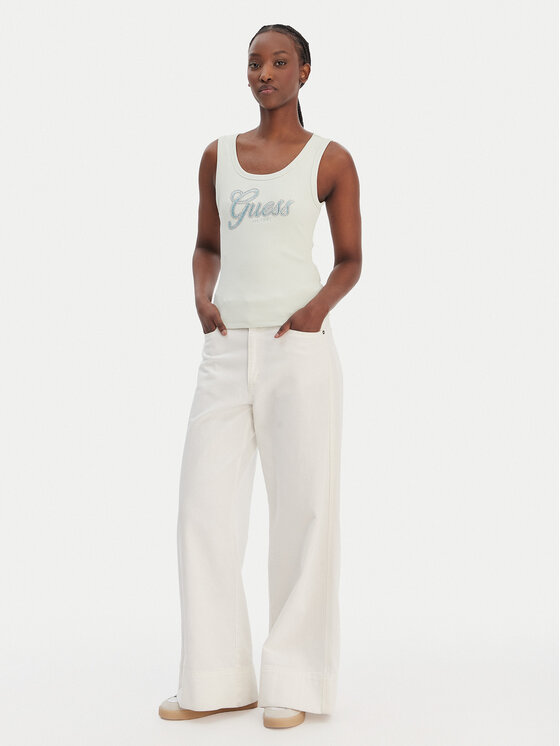 Guess Guess Top W6GP22 K2954 Zielony Regular Fit