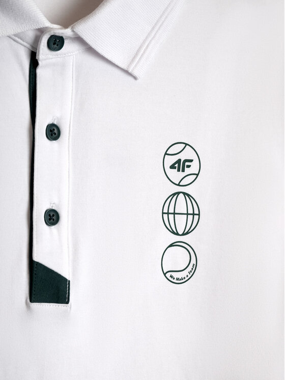 4F 4F Polo SETPOINT Biały Slim Fit