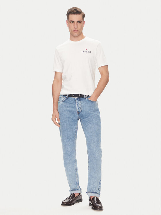 Tommy Hilfiger Tommy Hilfiger Tricou Stack MW0MW39355 Alb Regular Fit
