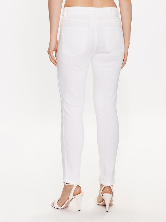 Marella Marella Hlače iz tkanine Peseta 2331310635 Bela Slim Fit