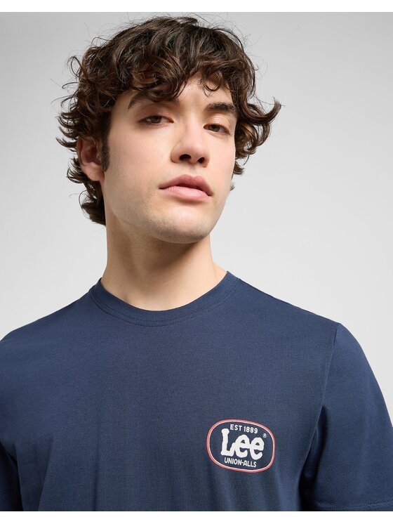 Lee Lee T-Shirt Regular Small Logo Tee Niebieski Regular Fit