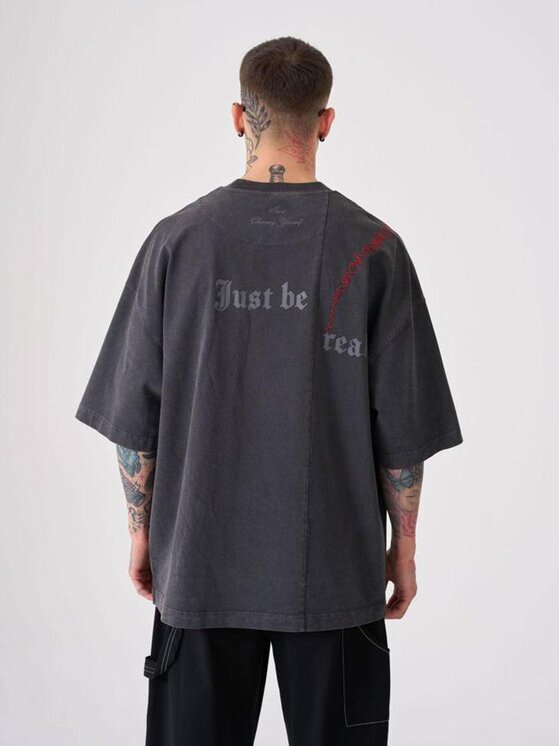 Machinist Machinist T-Shirt Koszulka Z Krótkim Rękawem Męska Ciemna Szara Machinist Premium Washing Just Be Real M Szary Regular Fit