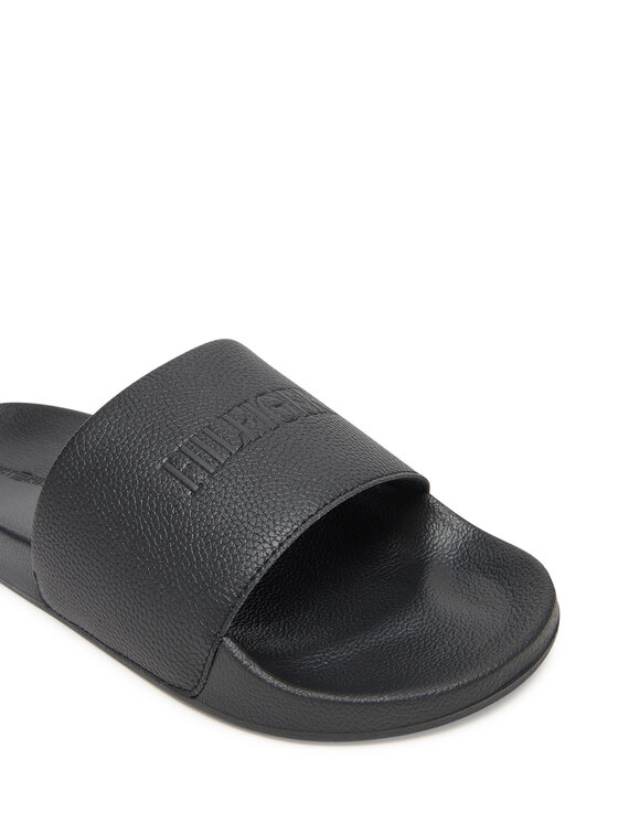 Tommy Hilfiger Tommy Hilfiger Nazouváky Hilfiger Print Tumble Pool Slide FM0FM05505 Černá
