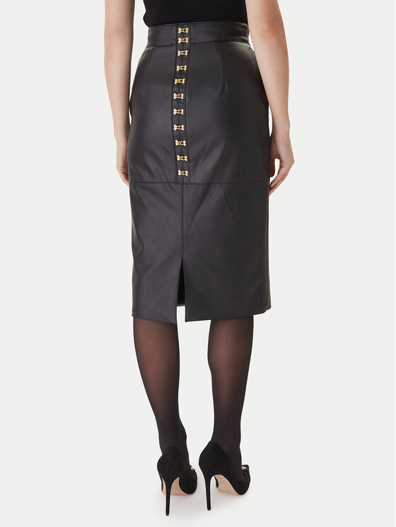 Elisabetta Franchi Elisabetta Franchi Sukně z imitace kůže GO-145-57E2 Černá Regular Fit