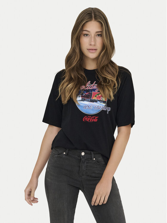 ONLY Tricou Coca Cola 15355794 Negru Regular Fit