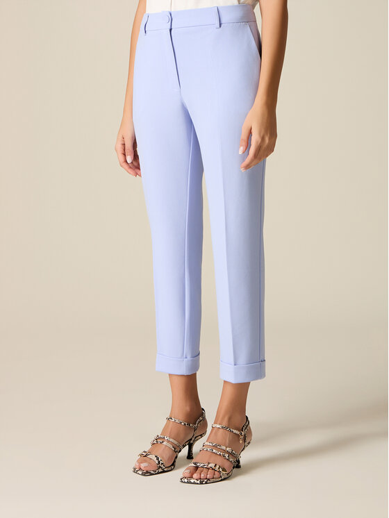 Oltre Oltre Pantaloni di tessuto P079R108899N004 Turchese Cropp Fit