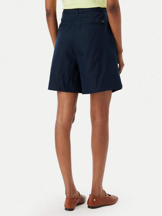 Tommy Hilfiger Tommy Hilfiger Bavlnené šortky WW0WW49040 Tmavomodrá Wide Leg