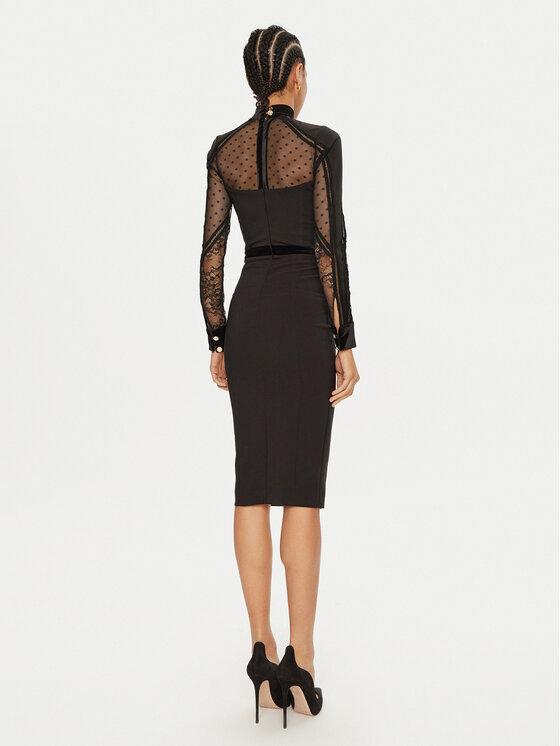 Babylon Babylon Koktel haljina EL0701 Crna Slim Fit