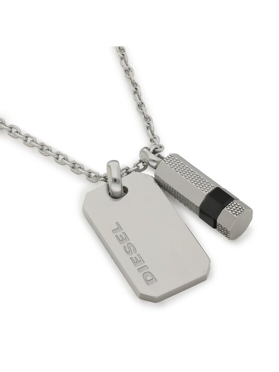 Diesel Diesel Naszyjnik Brave Armor Double Pendant DX1156040 Srebrny