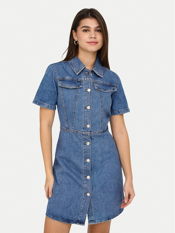 ONLY ONLY Дънкова рокля Malia 15355044 Син Regular Fit