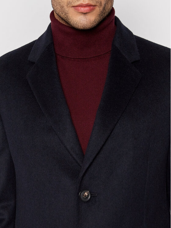 Tommy Hilfiger Tommy Hilfiger Płaszcz wełniany MW0MW19678 Granatowy Regular Fit