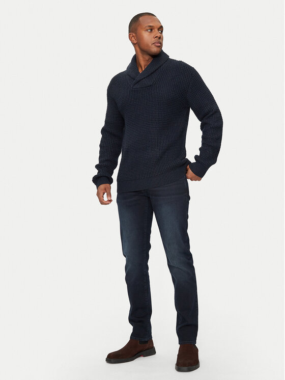 INDICODE INDICODE Sweter Brockly 35-821 Granatowy Regular Fit