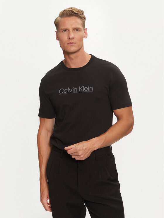 Calvin Klein Majica Raised Line Logo K10K113587 Črna Regular Fit