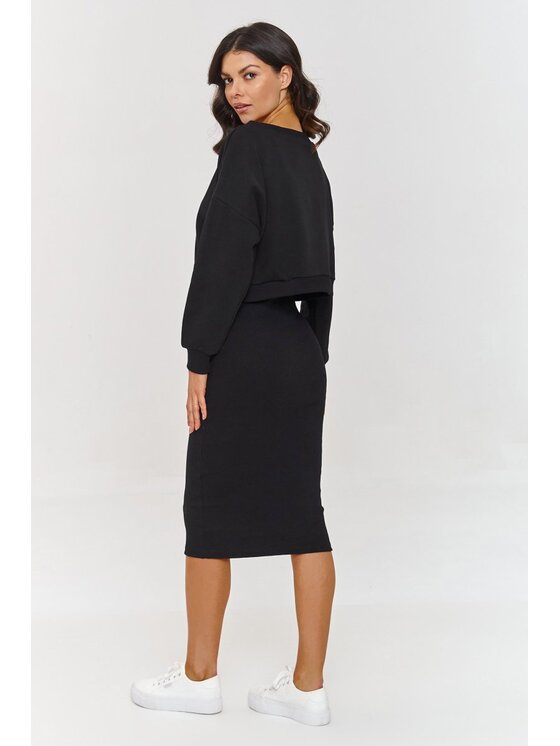 Makadamia Makadamia Komplet bluza i sukienka A10 Czarny Regular Fit