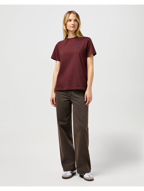 Wrangler Wrangler T-shirt Round Tee 112356625 Bordeaux Regular Fit
