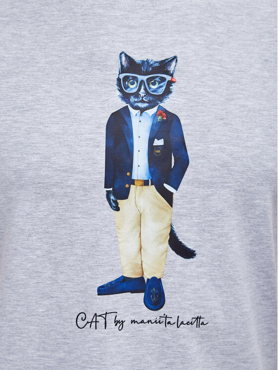 CAT by maniita lacitta CAT by maniita lacitta T-Shirt Printed men's t-shirt with CAT Szary Regular Fit