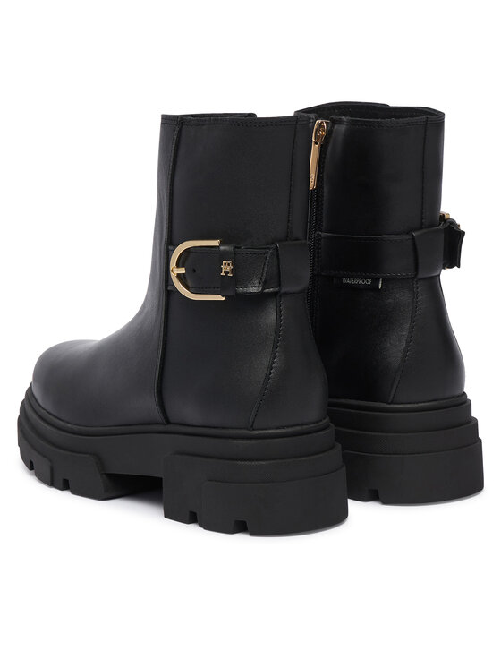 Tommy Hilfiger Tommy Hilfiger Stiefeletten Leather Chunky Th Buckled Boot FW0FW09549 Schwarz
