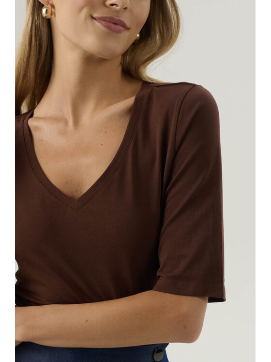 Femestage Femestage T-Shirt Femestage AB BASE TSH1590-016 Brązowy Regular Fit