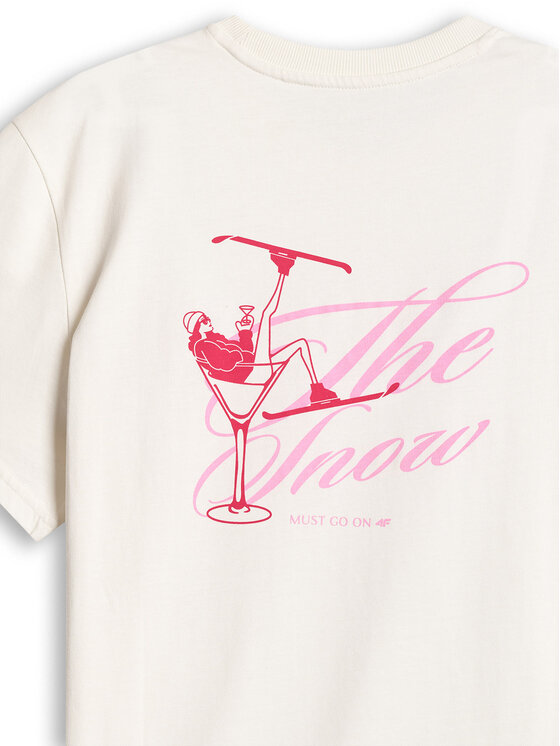 4F 4F T-Shirt WINTER CLUB Kremowy Loose Fit