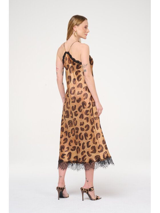 Castellani Castellani Sukienka codzienna Leopard Brązowy Regular Fit