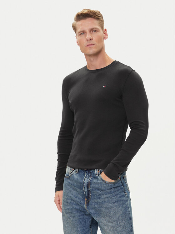 Tommy Jeans Tommy Jeans S dlhými rukávmi DM0DM04409 Čierna Slim Fit