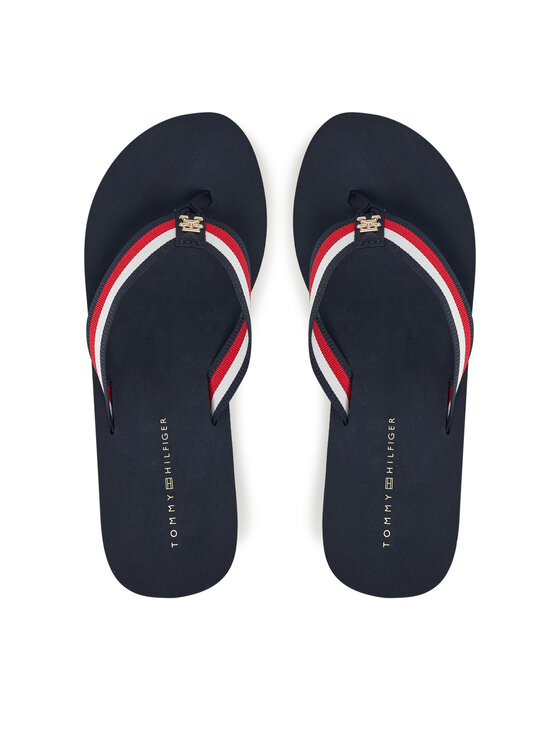 Flip flop Tommy Hilfiger Th Corporate Wedge Beach Sandal FW0FW08520 Bleumarin
