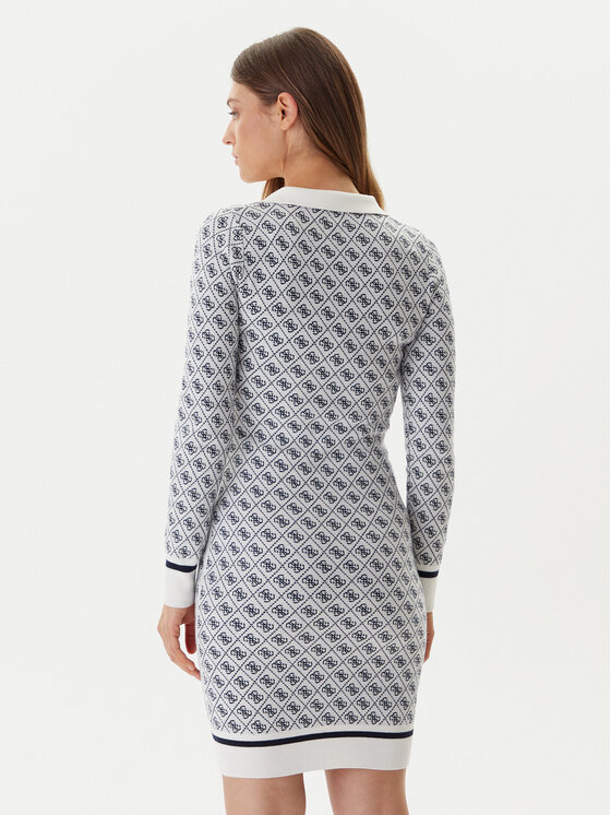 Guess Guess Trikotažinė suknelė W5BK25 Z3JD2 Écru Slim Fit
