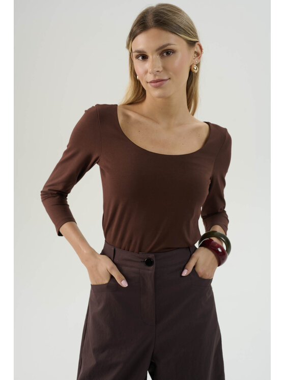 Femestage Femestage T-Shirt Femestage AB BASE TSH1580-016 Brązowy Regular Fit