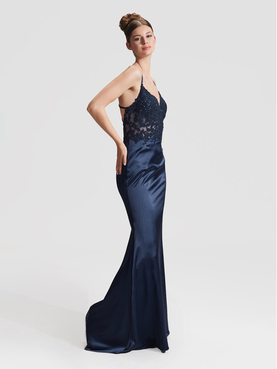 Hey Kyla Hey Kyla Večerna obleka 5AG030HK Mornarsko modra Slim Fit