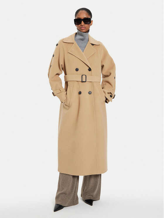 Weekend Max Mara Weekend Max Mara Płaszcz wełniany Natale 2425016021 Beżowy Regular Fit