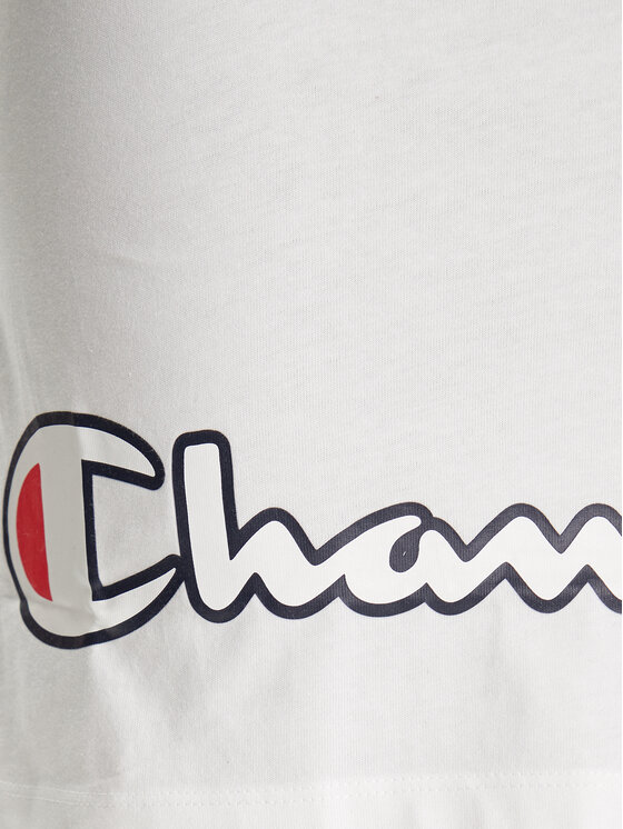 Champion Champion Haljina za svaki dan Script Logo Ribbed Trim 112657 Bijela Regular Fit